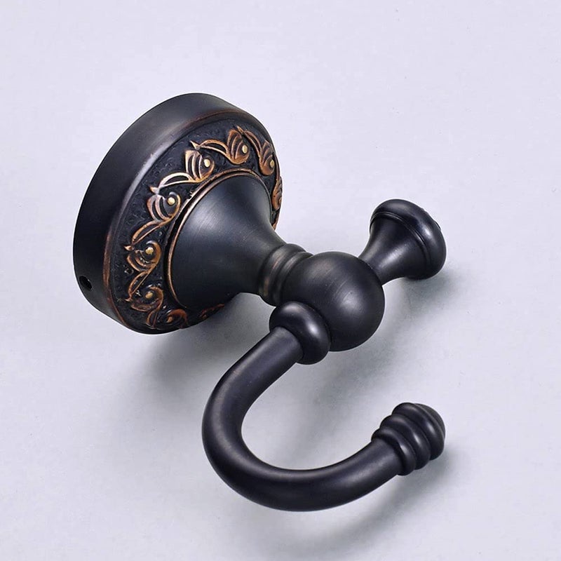 Leyden Brass Towel Hooks, Oil Rubbed Bronze Robe Hooks Antique for Bathroom Cloakroom Kitchen - Image 5